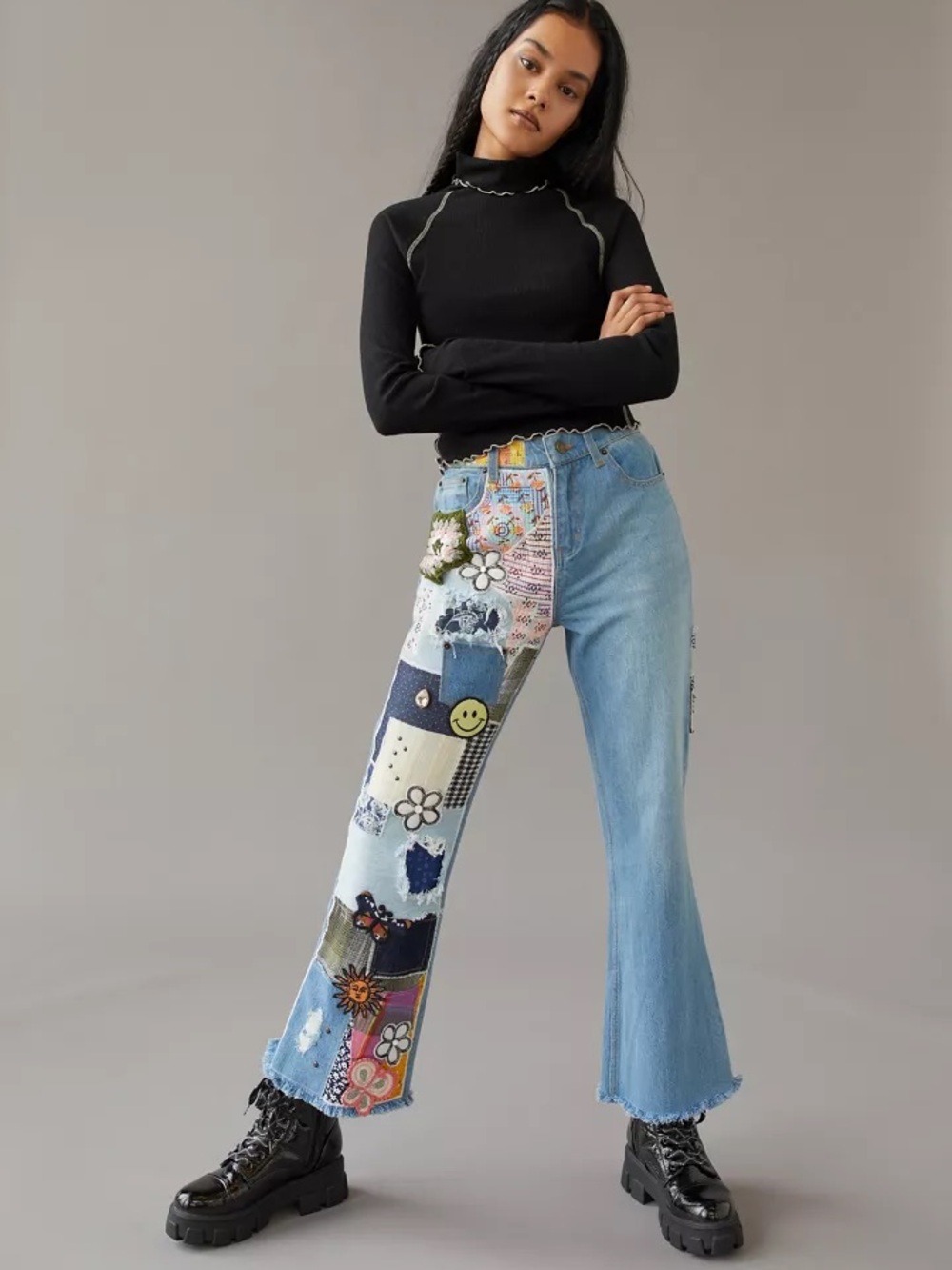 BDG high-Waisted Patched Jeans